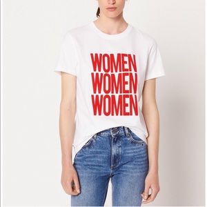 Sandro Paris Ciel Women Graphic T-Shirt Red White